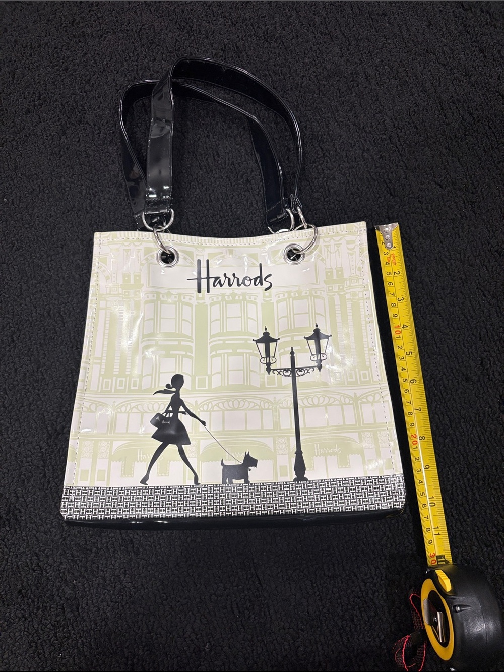 Harrods Cream, Lime & Black Cityscape Shopper Tote - Picture 2 of 8